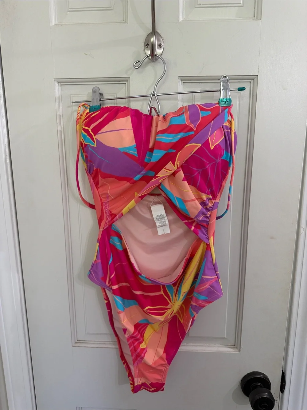 Women’s Pink Tropical Floral One-Piece Swimsuit